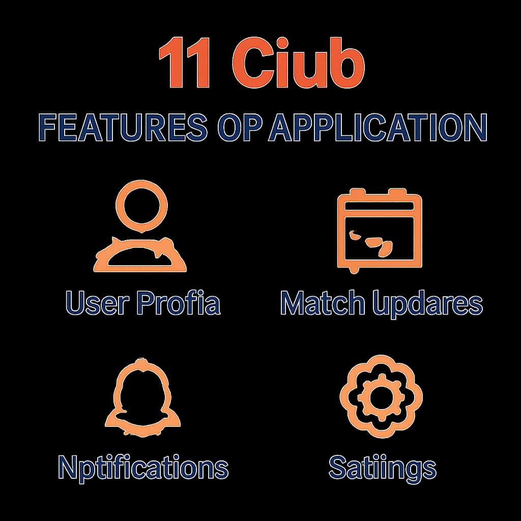 An educational diagram illustrating the features of the 11 Club Application.