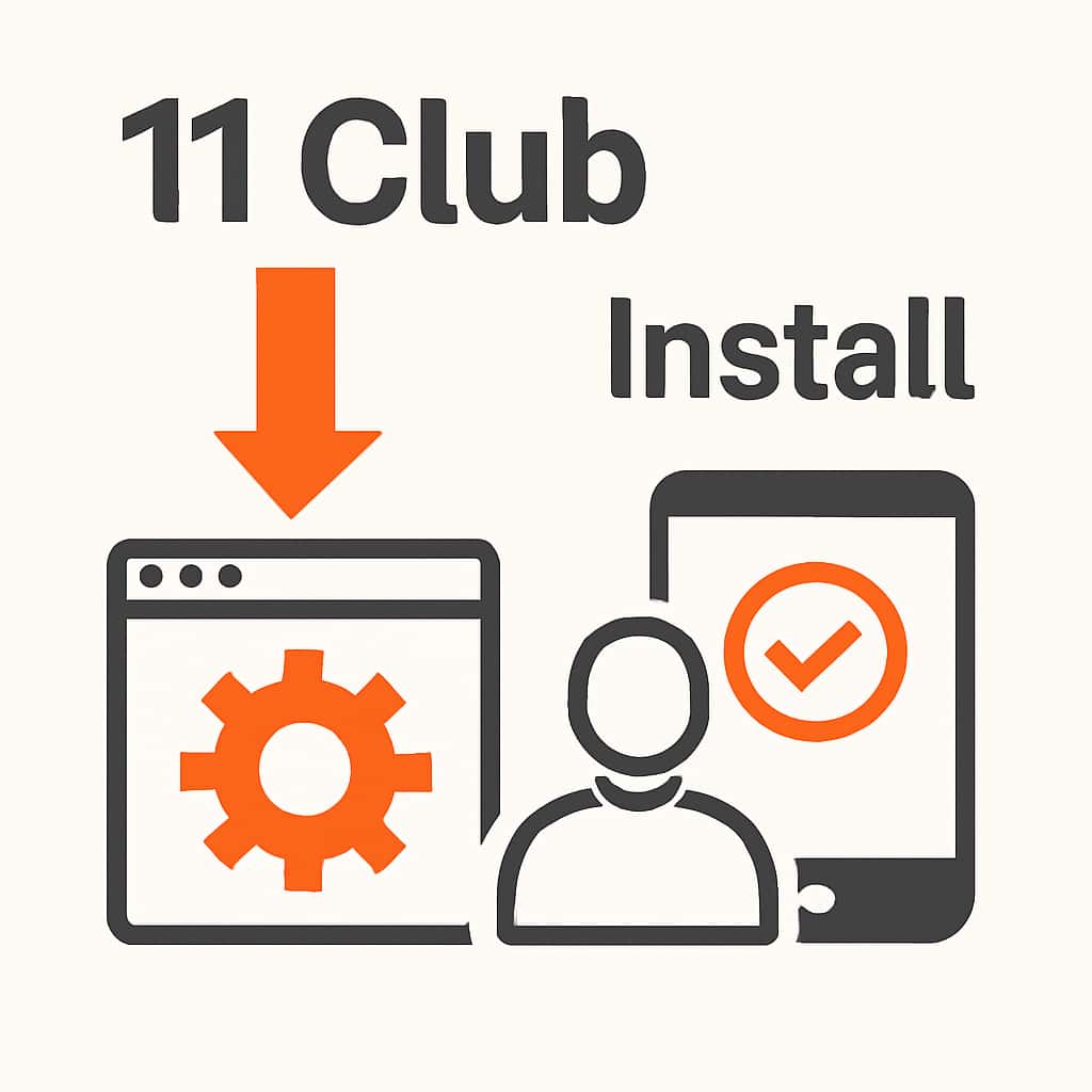 Illustration of the installation steps for 11 Club.