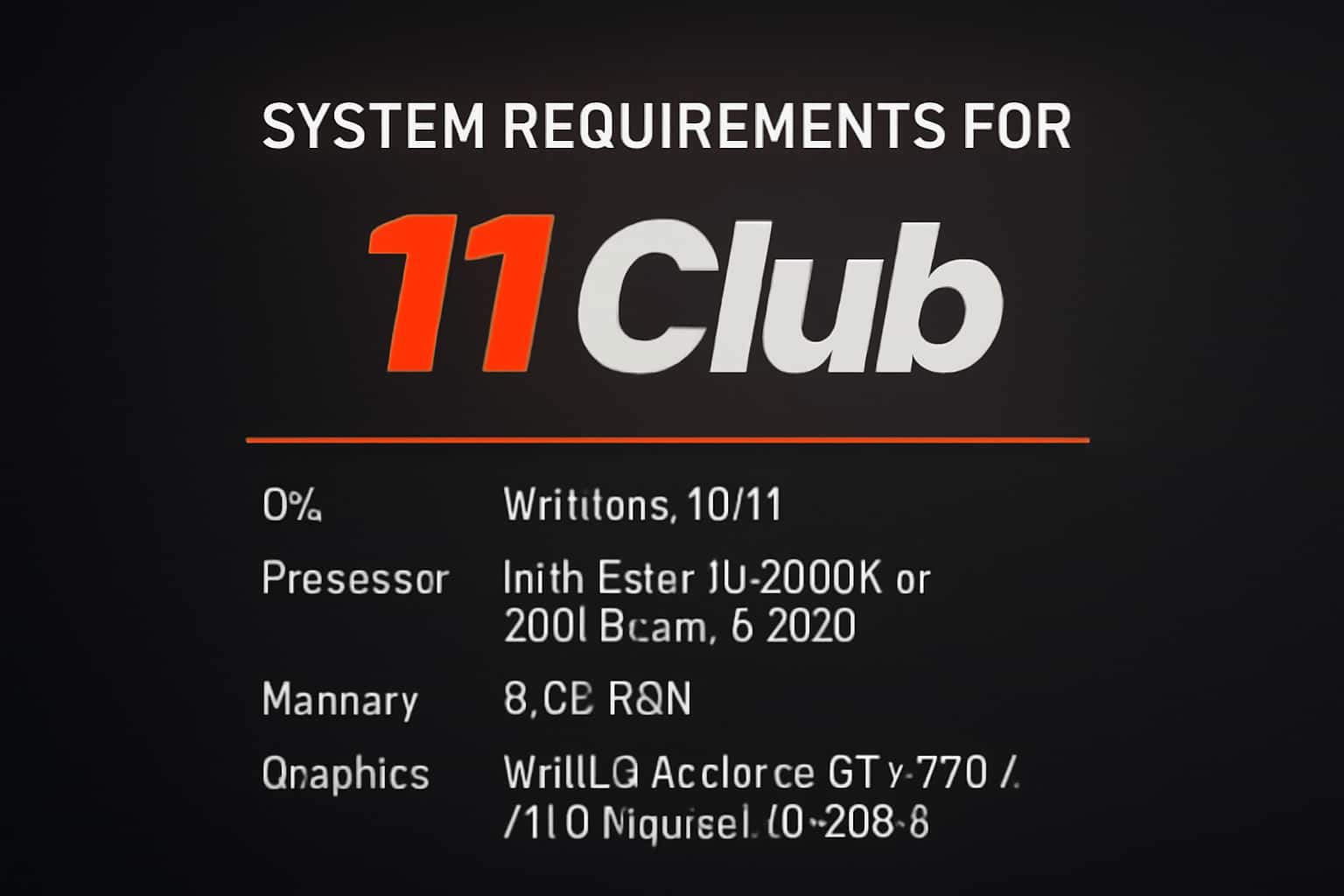 An informational graphic displaying system requirements for the 11 Club application.