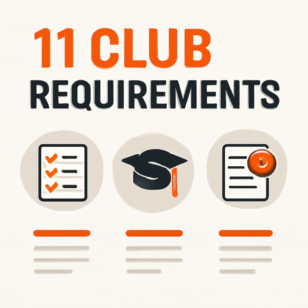 An educational diagram illustrating the requirements for 11 Club.