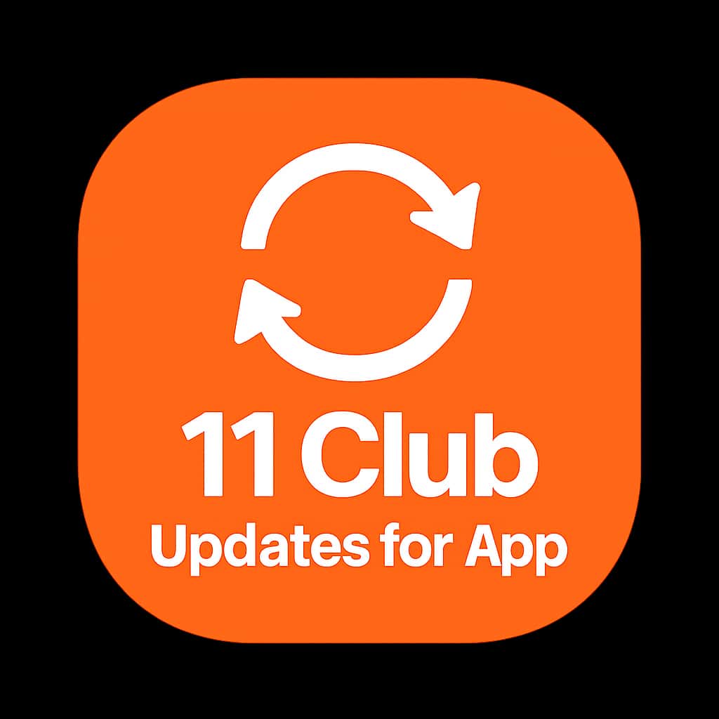 Minimal icon representing 11 Club App updates.